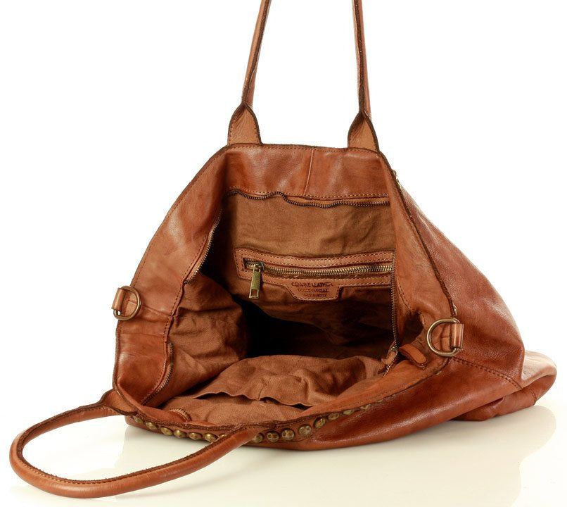 CAMILLE™ Shopper Ledertasche mit reißverschluss & nieten Sacktaschen.com