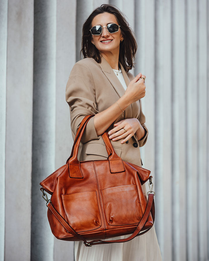 SIENA 2 Leder Damen Shopper Tote mit vielen Taschen