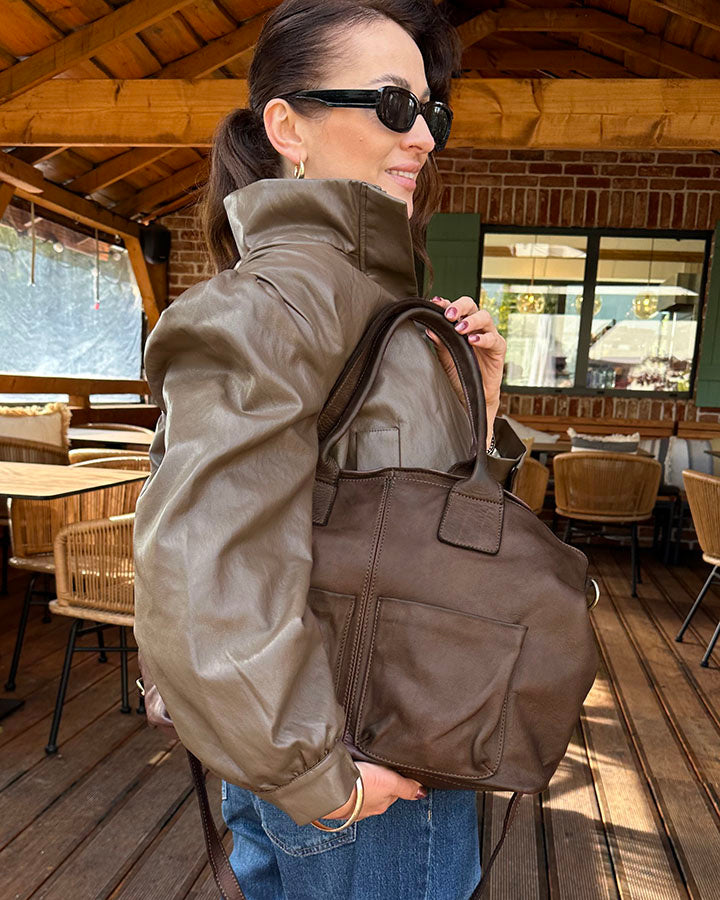 SIENA 2 Leder Damen Shopper Tote mit vielen Taschen