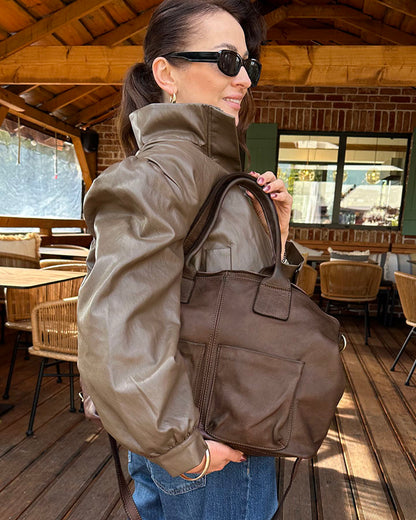 SIENA 2 Leder Damen Shopper Tote mit vielen Taschen