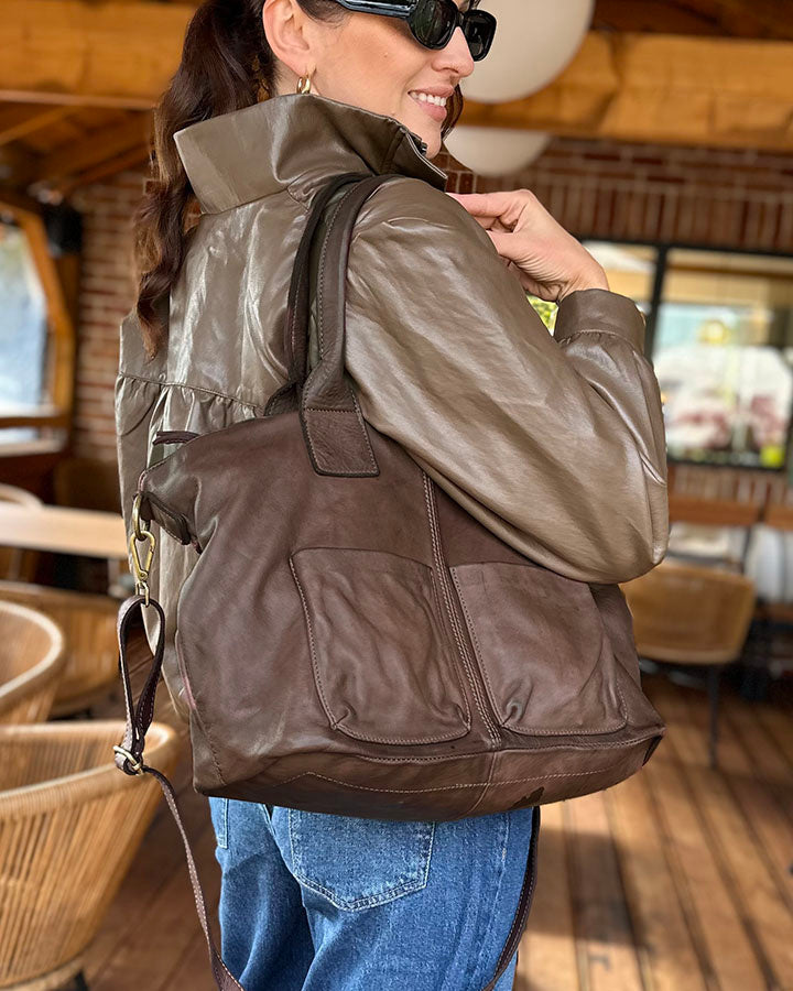 SIENA 2 Leder Damen Shopper Tote mit vielen Taschen