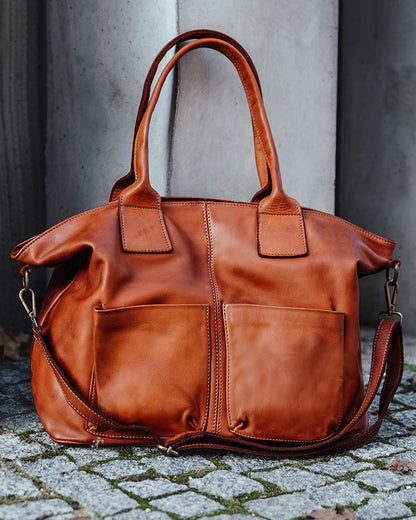 SIENA 2 Leder Damen Shopper Tote mit vielen Taschen