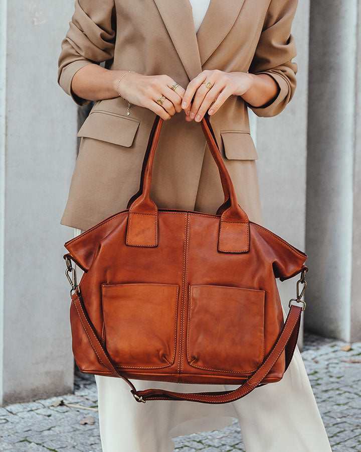 SIENA 2 Leder Damen Shopper Tote mit vielen Taschen