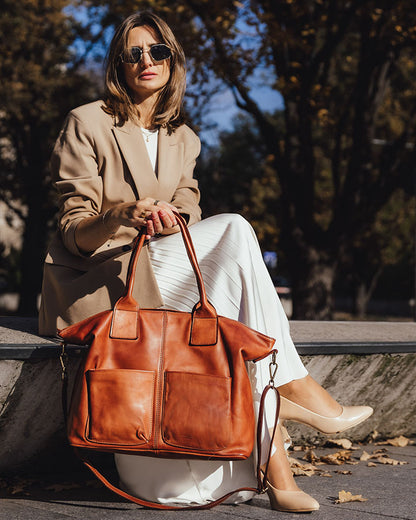 SIENA 2 Leder Damen Shopper Tote mit vielen Taschen