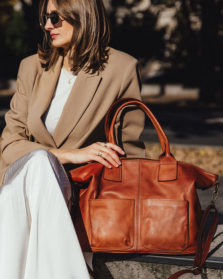 SIENA 2 Leder Damen Shopper Tote mit vielen Taschen