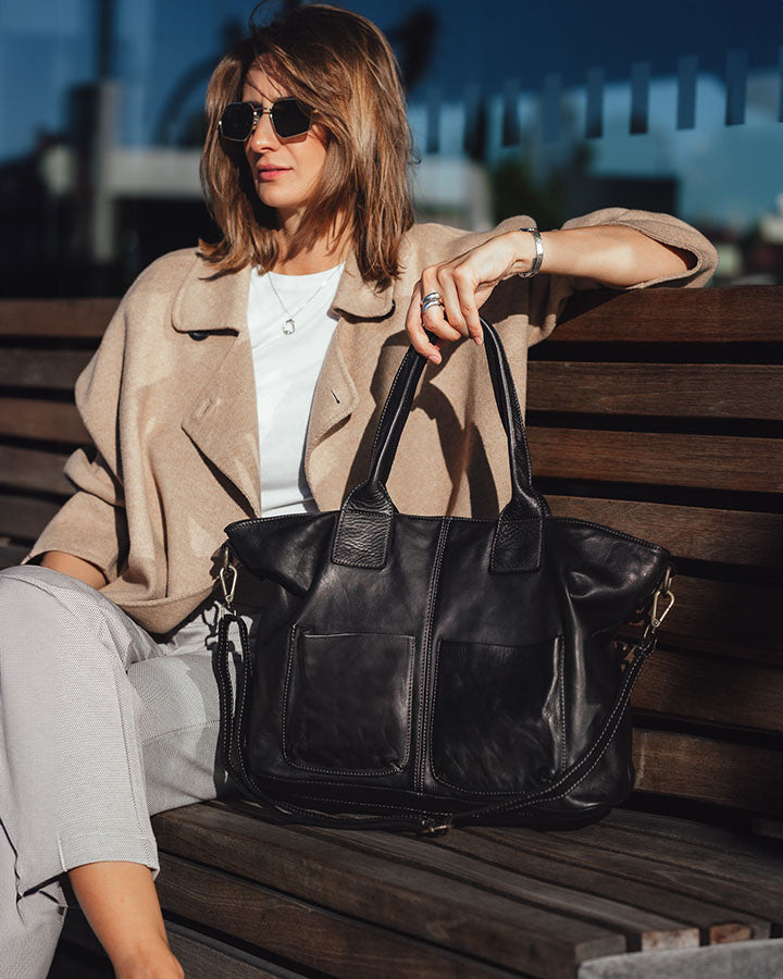 SIENA 2 Leder Damen Shopper Tote mit vielen Taschen