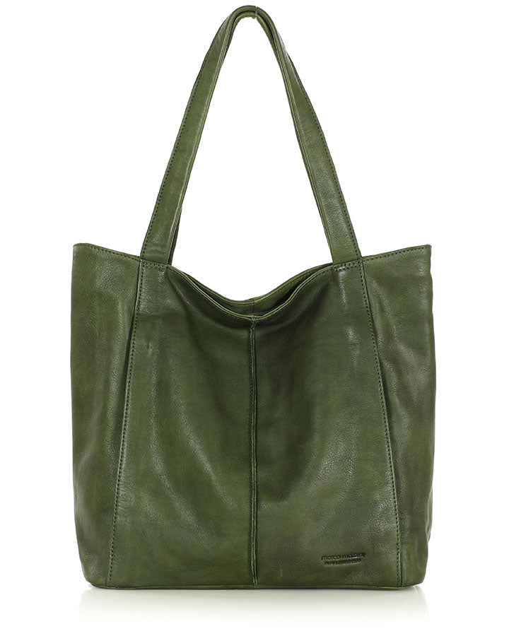 Green women's shopper bag made of soft Italian calf leather – hobo bag