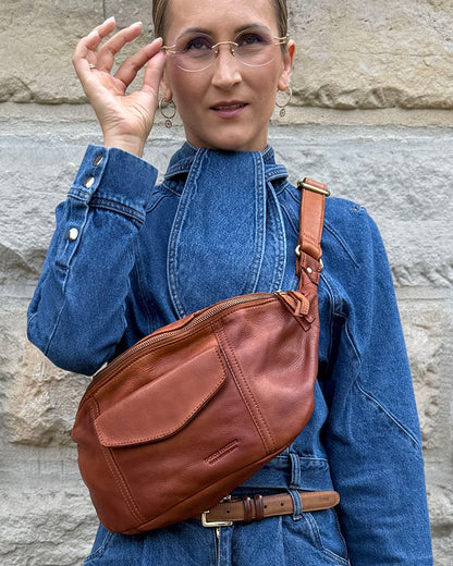 TONALE™ Große Leder Crossbody Nierentasche für Damen XL