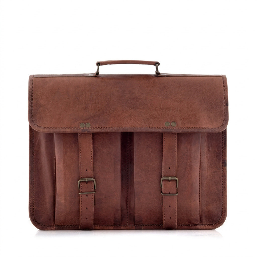RHIVAN VINTAGE – Große Lederaktentasche aus Echtleder für Damen und Herren 17"