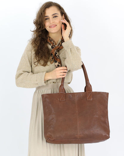 TOTE BUSINESS II. Elegante Leder Businesstasche Henkeltasche mit hohen Griffen