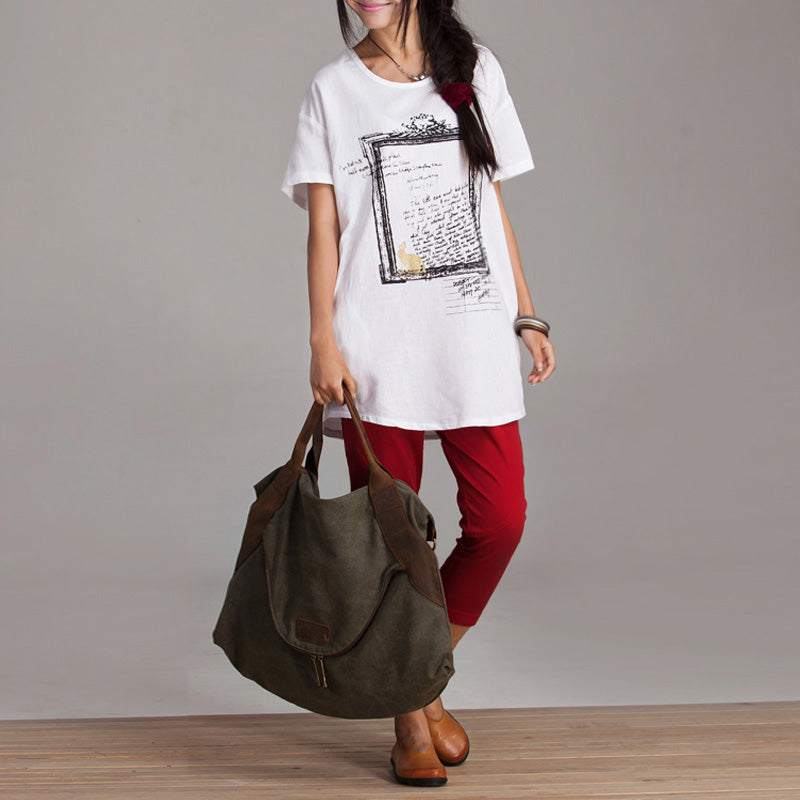 MAIL VINTAGE™ ladies canvas and leather shoulder bag - brown