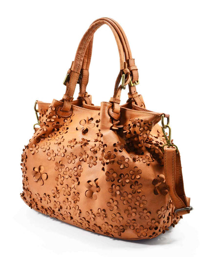 (outlet) FIORINO● XL leather bag handbag ladies made of Italian leather with floral pattern