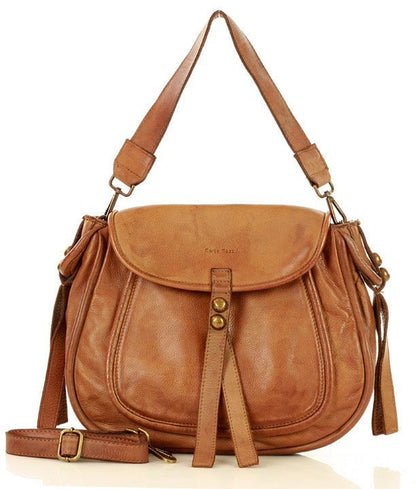 cognac COMO● Damen Umhängetasche aus Leder – Stilvolle Schultertasche im Boho-Stil Sacktaschen.com