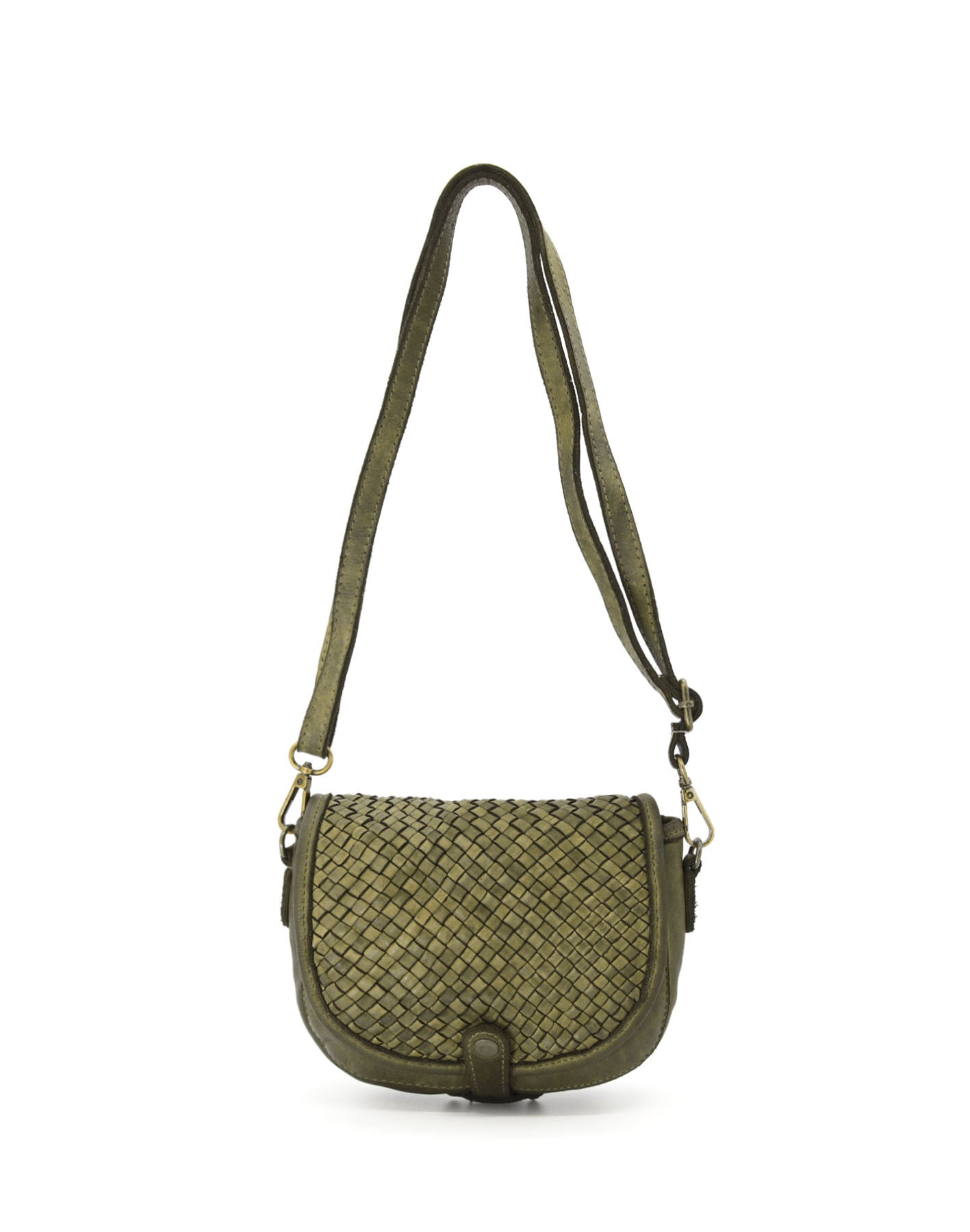 Crossbody Bag aus Leder in grün, stilvolle Umhängetasche mit verstellbarem Riemen, perfekt abgestimmt auf moderne Boho-Outfits.