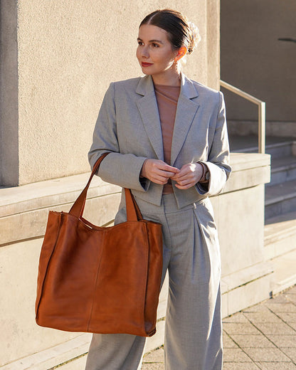 SOHO TOSCA● Einfache Shopper Tasche für Damen aus italienisches Leder