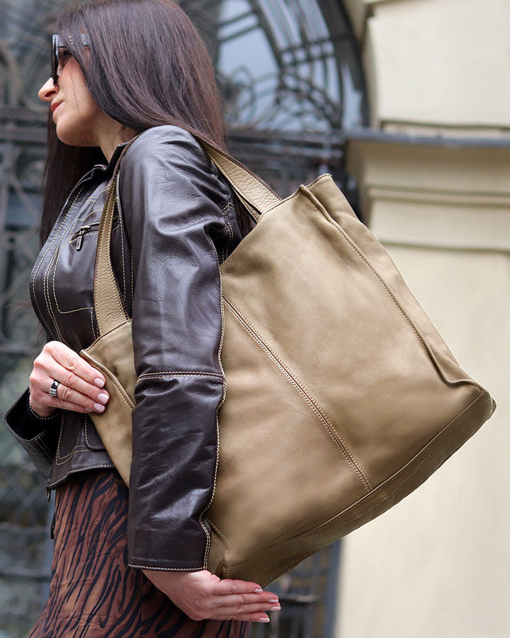 SOHO TOSCA● Einfache Shopper Tasche für Damen aus italienisches Leder