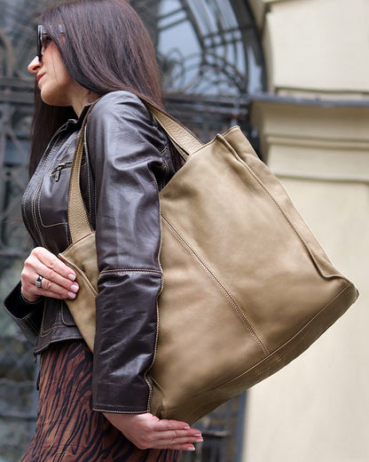 SOHO TOSCA● Einfache Shopper Tasche für Damen aus italienisches Leder