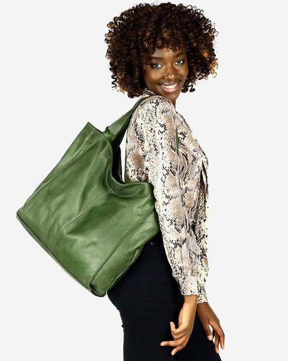 SOHO TOSCA● Simple shopper bag for women made of soft Italian leather