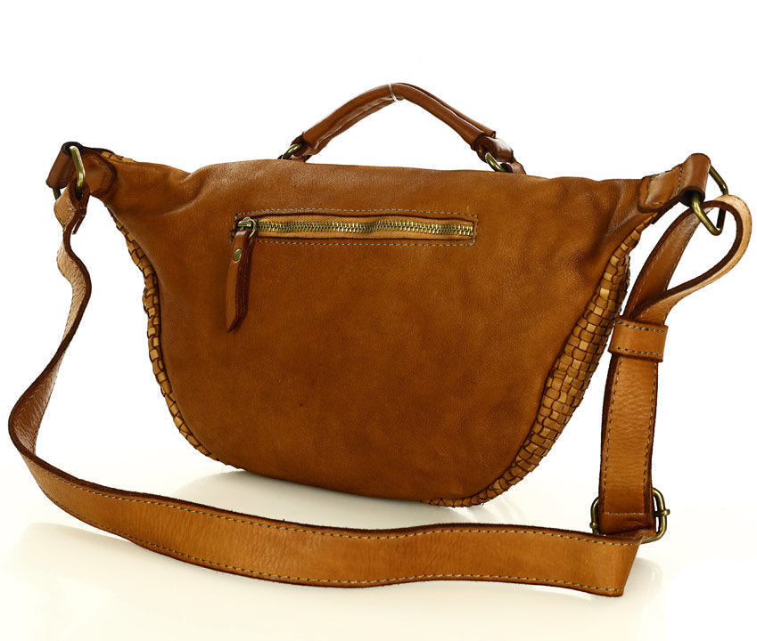 MOND● Große Damenbauchtasche - Crossbag aus Handgeflochtenes Echtleder m. RV. Sacktaschen.com
