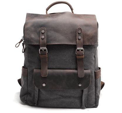 VINTAGE TAR Canvas-Rucksack für Damen in Dunkelgrau – Vorderansicht