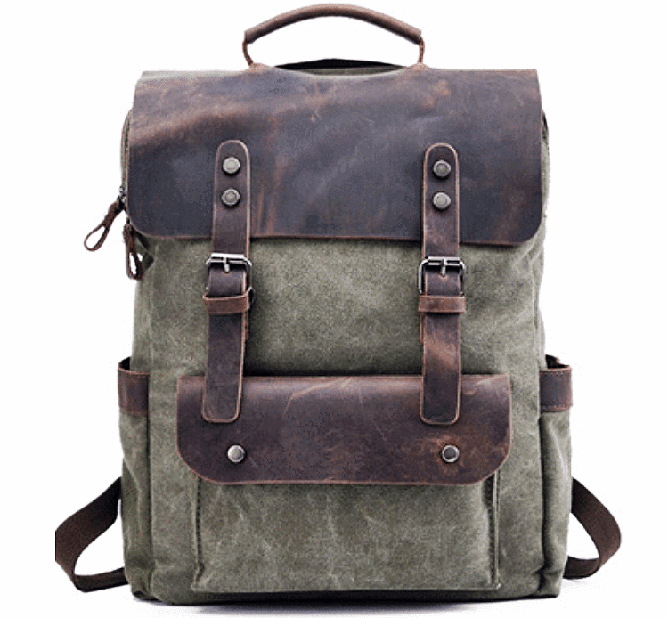 VINTAGE TAR Canvas-Rucksack für Damen in Grün – Vorderansicht