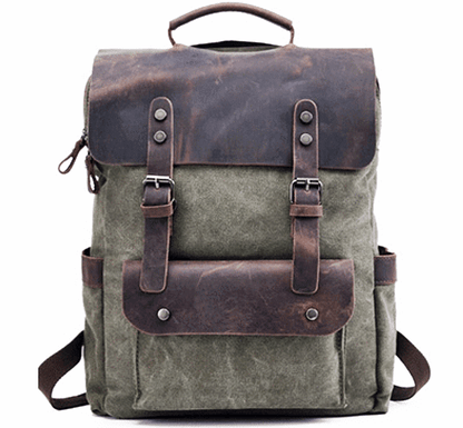 VINTAGE TAR Canvas-Rucksack für Damen in Grün – Vorderansicht