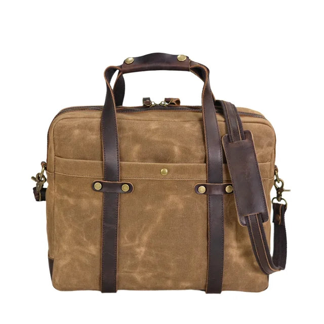 LAPVINTAGE™ Vintage Canvas Leather Laptop Bag / Briefcase. Unisex