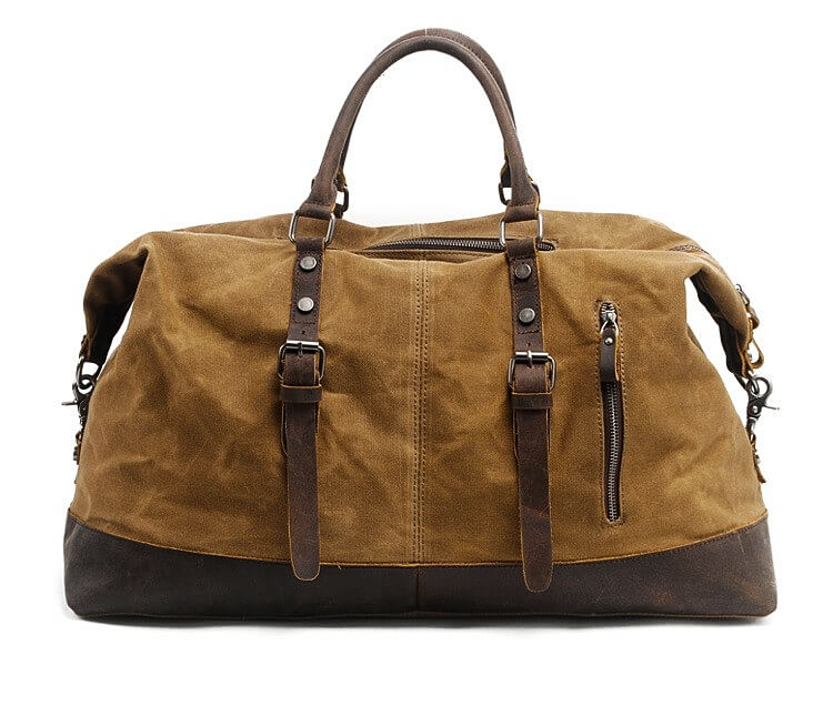 WaxTraveller™ XL canvas travel bag weekender ladies men made of waxed canvas & leather