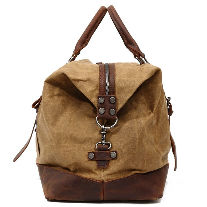 WaxTraveler XL Canvas Reisetasche Weekender herren Herren aus gewachste Segeltuch & Leder Sacktaschen.com