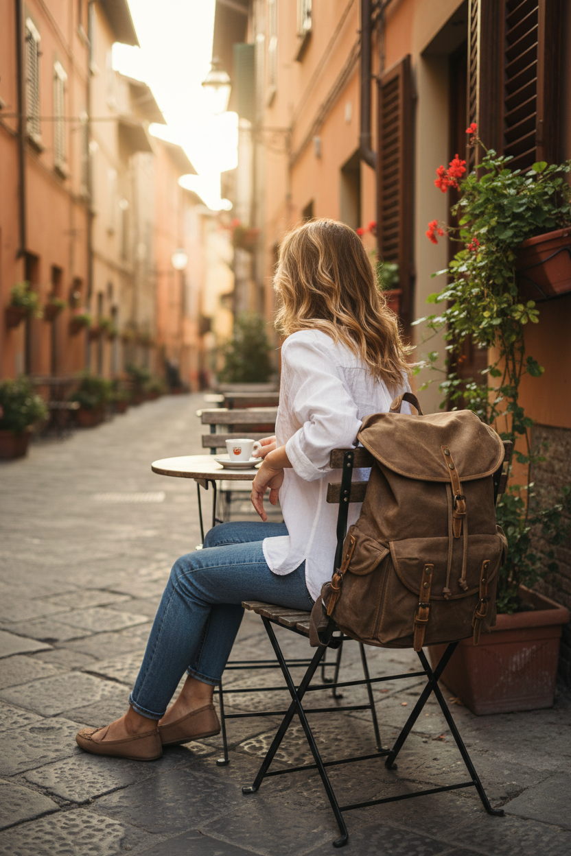 VINTAGE ART II™ Groß Retro School rucksack Beutel Rucksack aus gewachste Canvas mit Leder. Unisex 15-Zoll Sacktaschen.com
