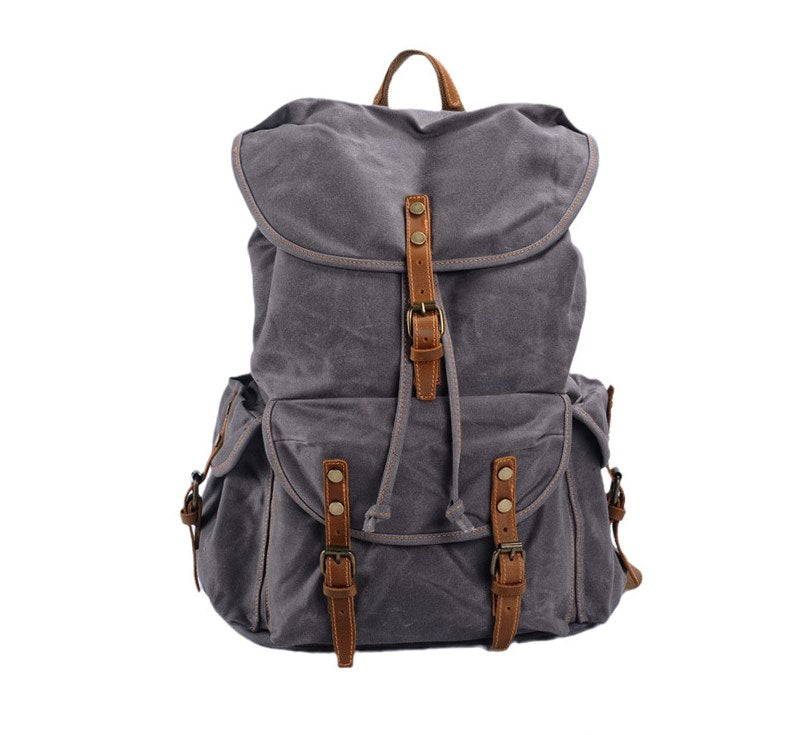 School backpack vintage canvas ladies unisex size / Bag Backpack Unisex canvas leather for women & men black brown 15-inch – Sacktaschen