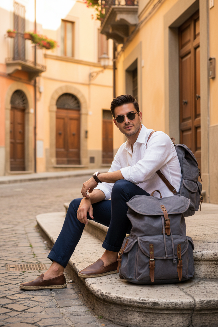 VINTAGE ART II™ Groß Retro School rucksack Beutel Rucksack aus gewachste Canvas mit Leder. Unisex 15-Zoll Sacktaschen.com