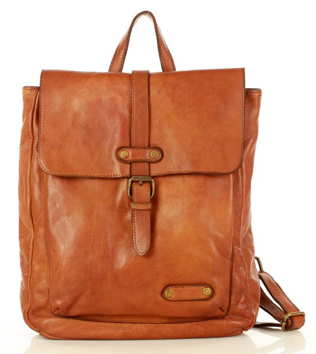 Vintage Lederrucksack Damen aus echtem italienischem Rindsleder in cognac braun mit Laptopfach – stilvoller City Rucksack
