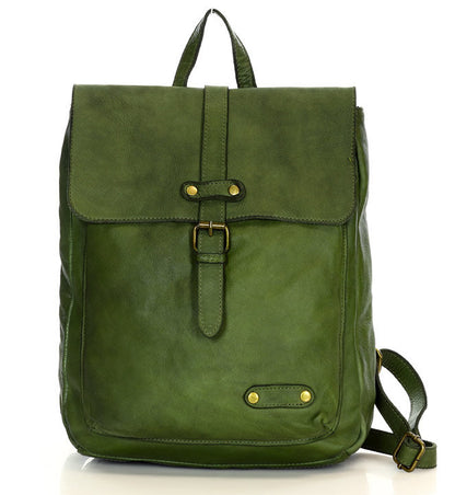 Grün Vintage Lederrucksack Damen aus Echtleder – eleganter Laptoprucksack für Business und Freizeit