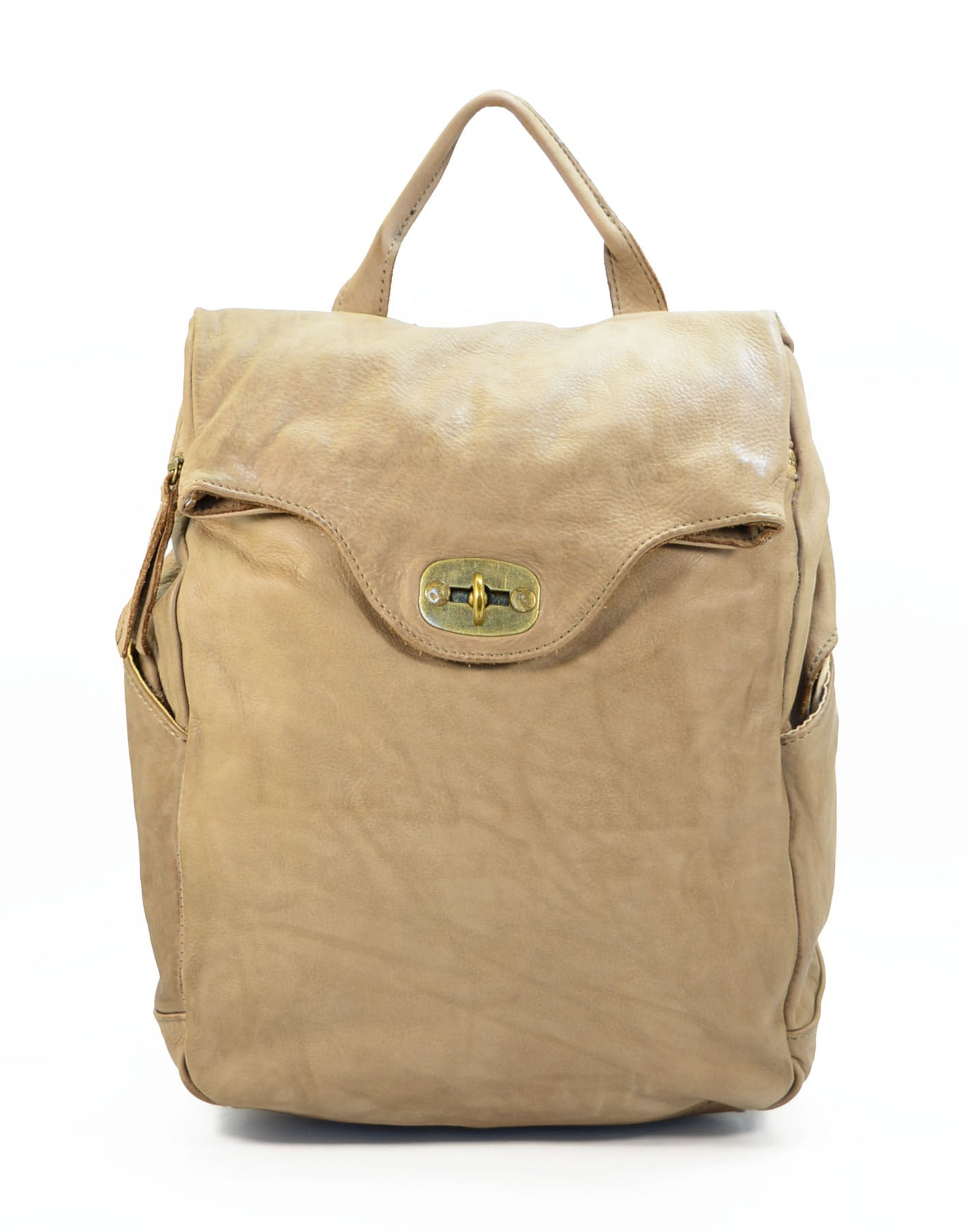 Sac à dos en cuir classique pour femmes et hommes en beige