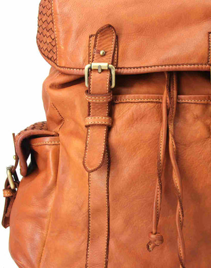 (express) APPIA XL● Large Classic Vintage Leather Backpack with Flap Unisex in Soft Italian Leather