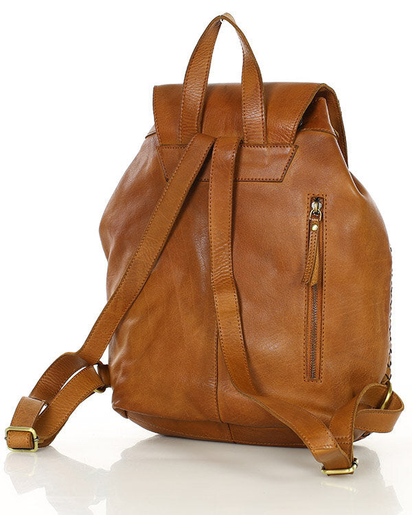 MONACO 2in1 Damen Lederrucksack aus geflochten Leder im Vintage Stil