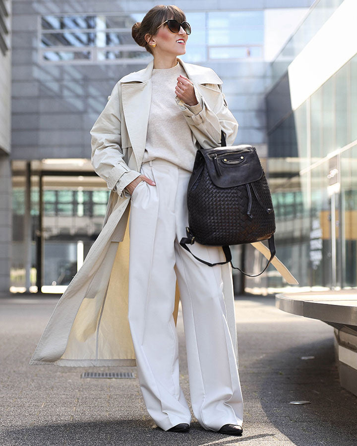 MONACO 2in1 Damen Lederrucksack aus geflochten Leder im Vintage Stil