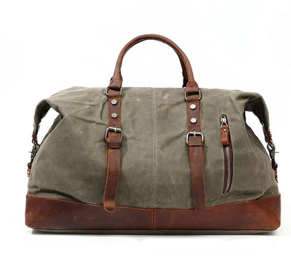 WaxTraveller™ XL canvas travel bag weekender ladies men made of waxed canvas & leather