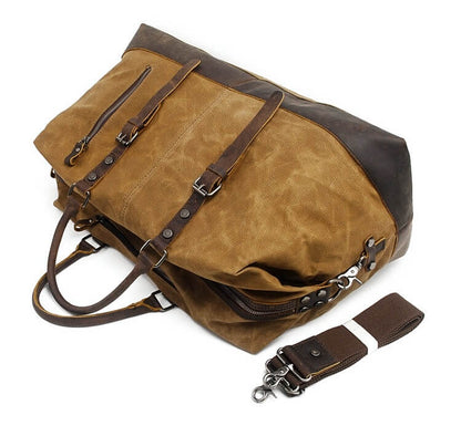 WaxTraveller™ XL canvas travel bag weekender ladies men made of waxed canvas & leather