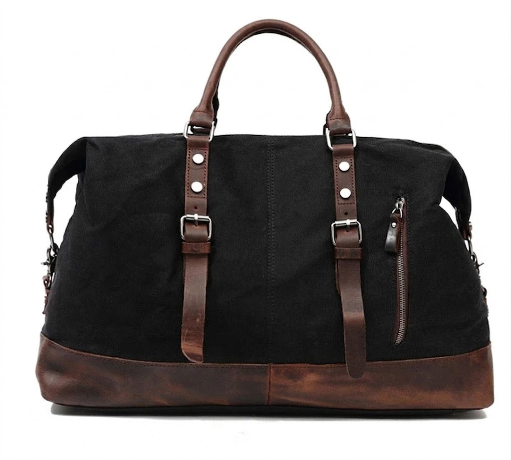 WaxTraveller™ XL canvas travel bag weekender ladies men made of waxed canvas & leather
